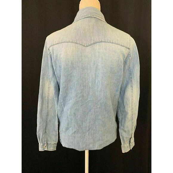 Zara Womens Solid Light Blue Long Sleeve Denim Jean Button Down Jacket Medium - Picture 4 of 8